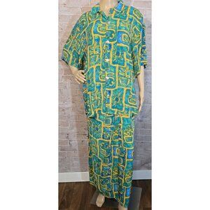 Big Hed Designs Vtg L Wrap Skirt & M Tunic Set Cruise '97 Vacation Pop Art USA